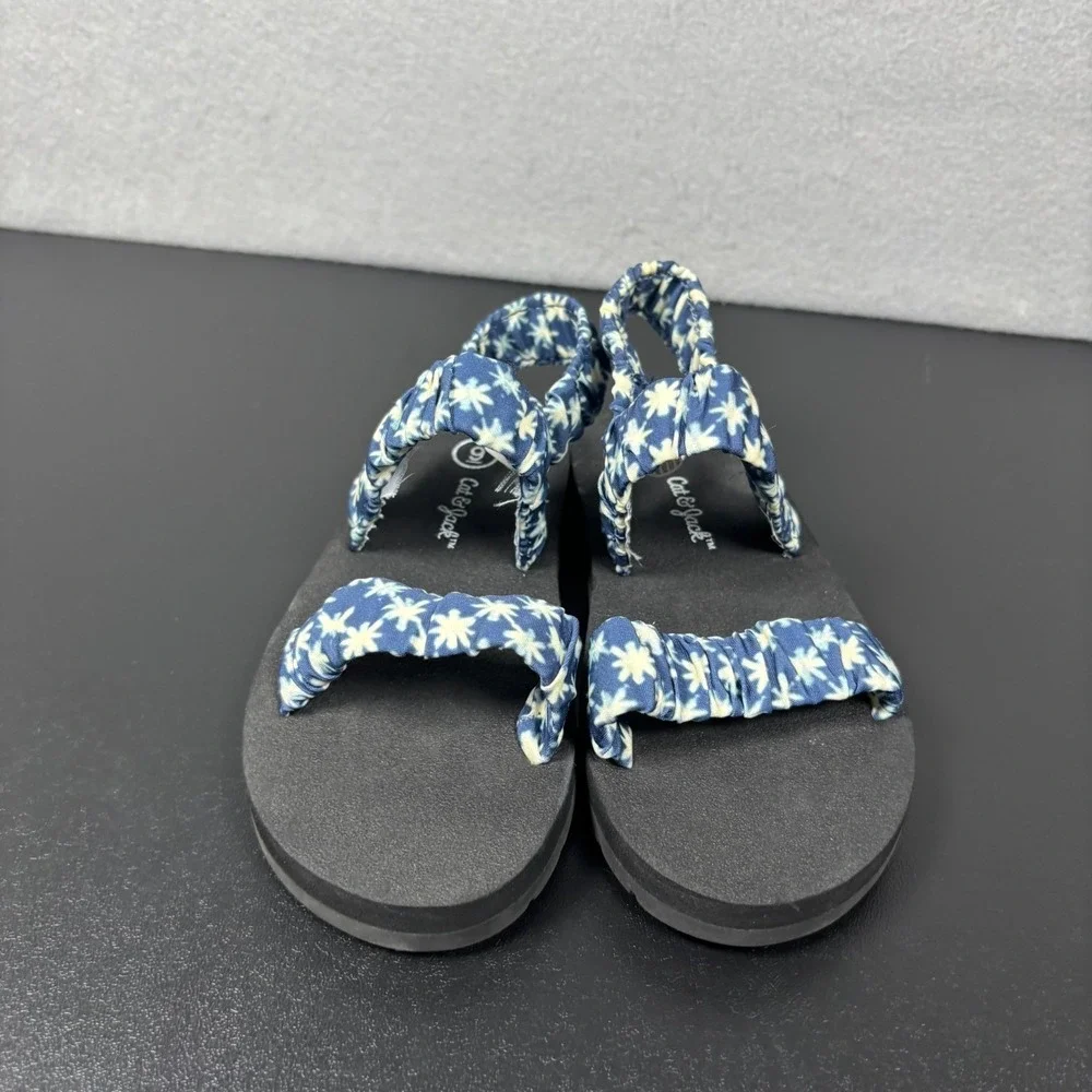 Cat & Jack Toddler Girls Blue/White Slingback Sandal - Size 9‎ EUC Summer Beach